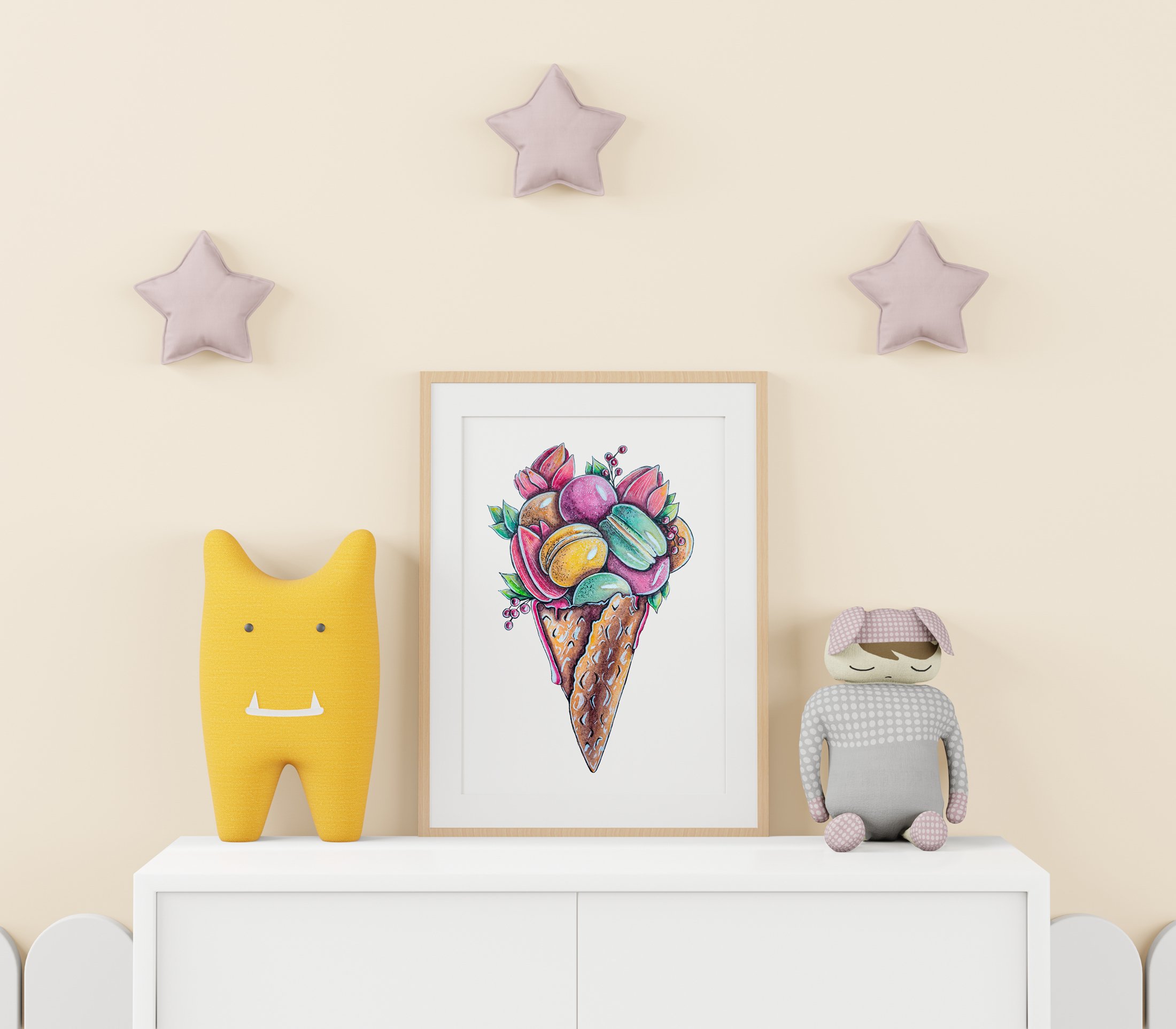 Cute poster with an ice cream.