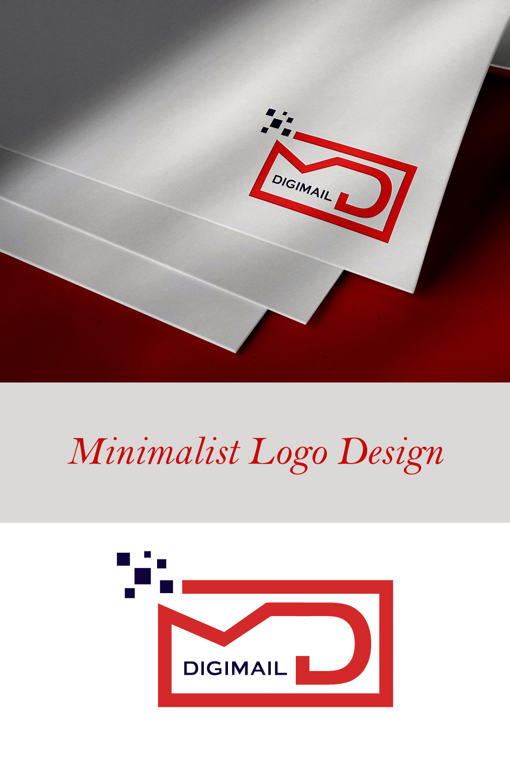 Digimail Red Logo Design Template Pinterest image.