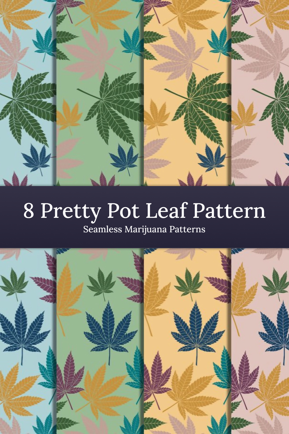 Seamless marijuana patterns - pinterest image preview.
