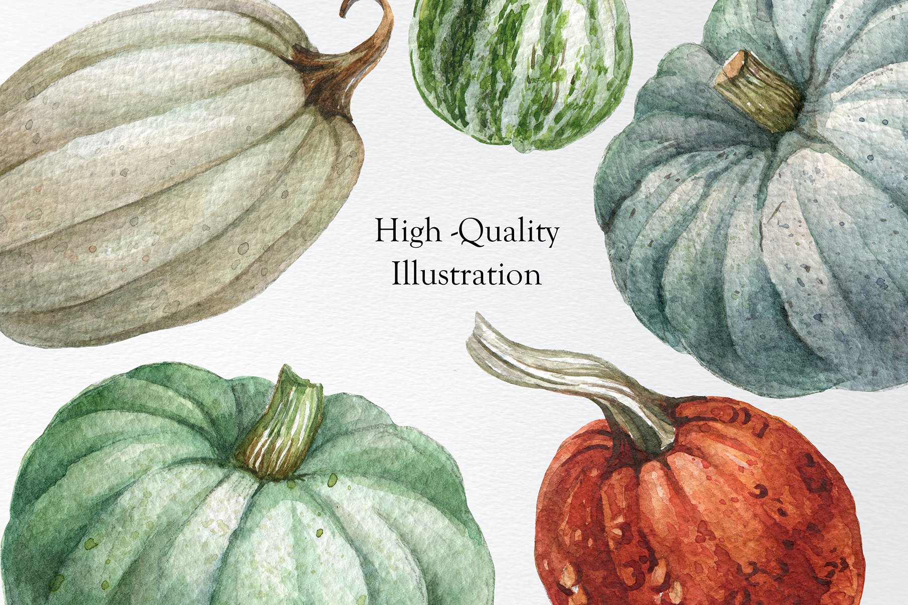 Calm watercolor pumpkins illustration.