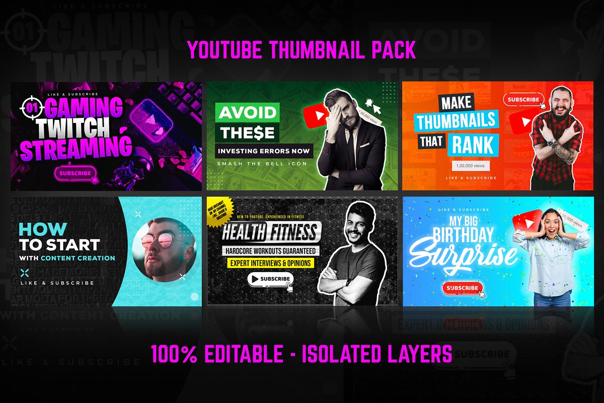 It includes 7 sets of Thumbnail Templates.