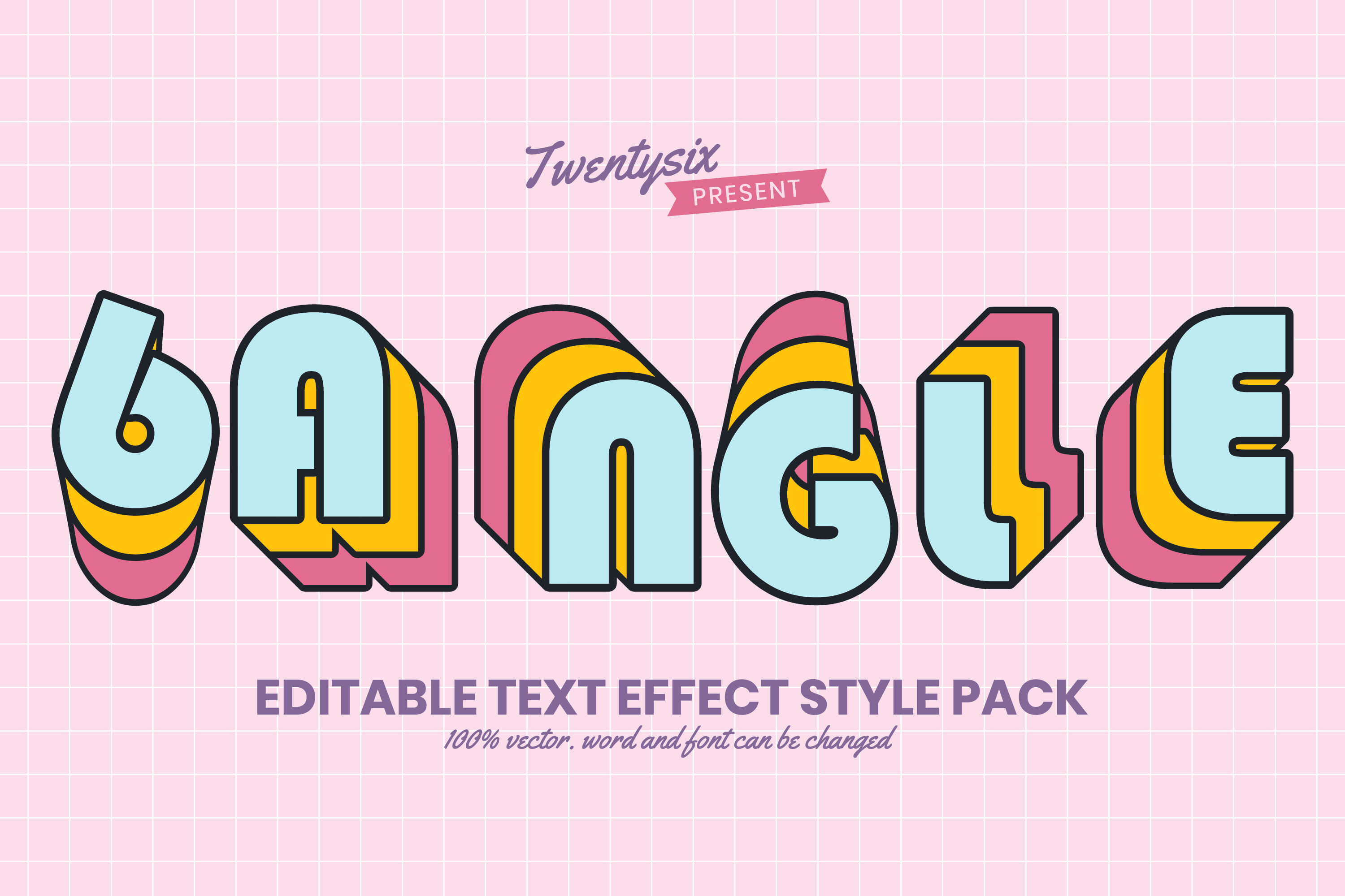 6 Retro Text Effect Style Editable for Illustrator facebook image.