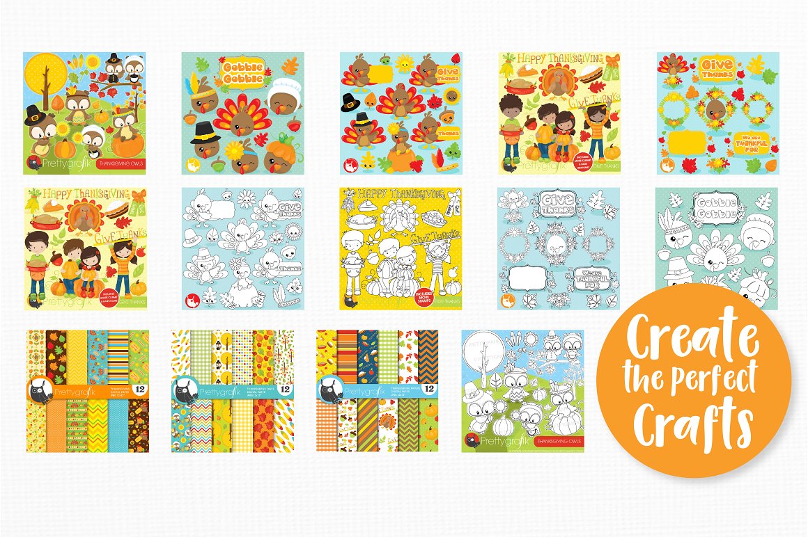 Colorful Thanksgiving patterns.