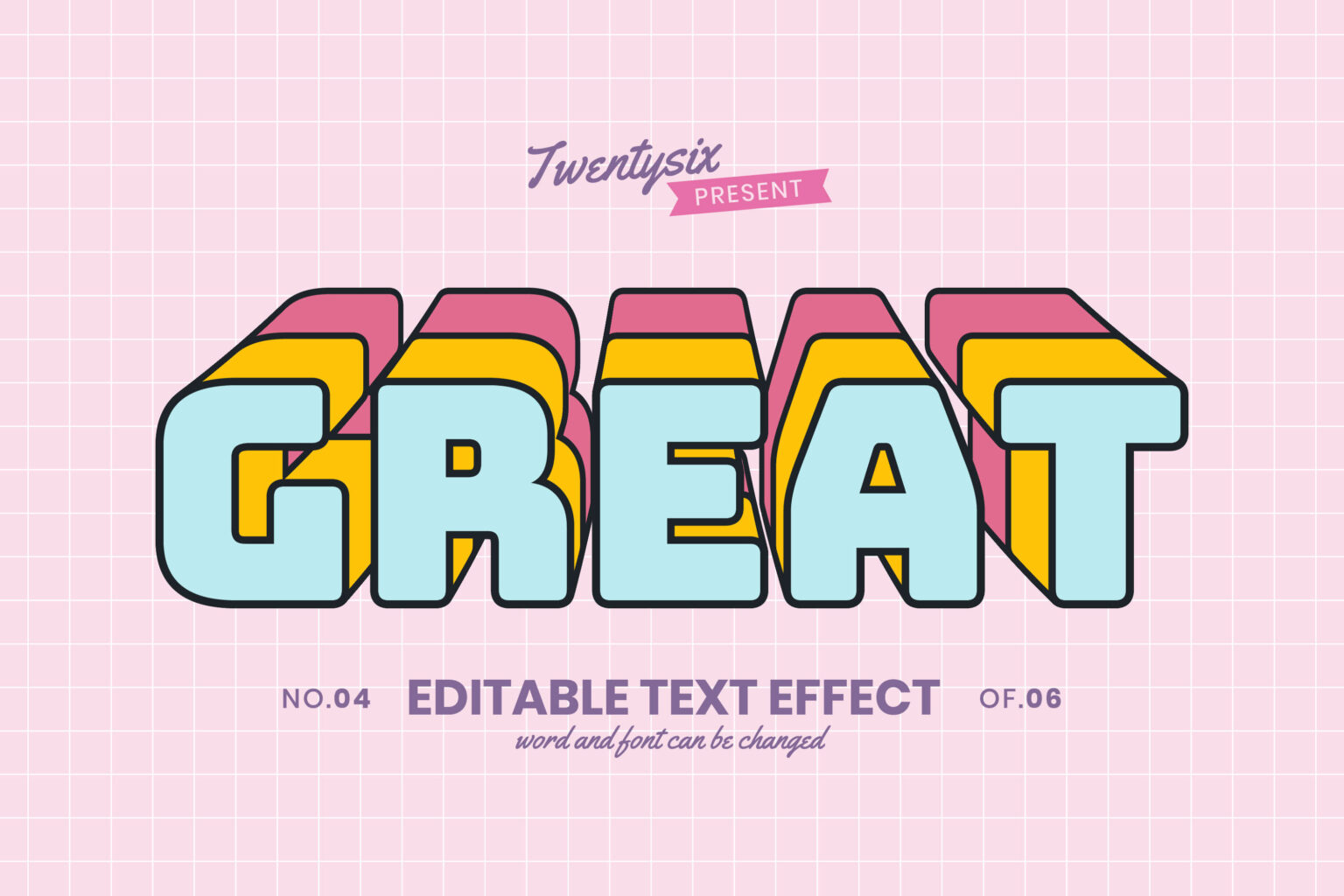 6 Retro Text Effect Style Editable for illustrator - Only $9 ...