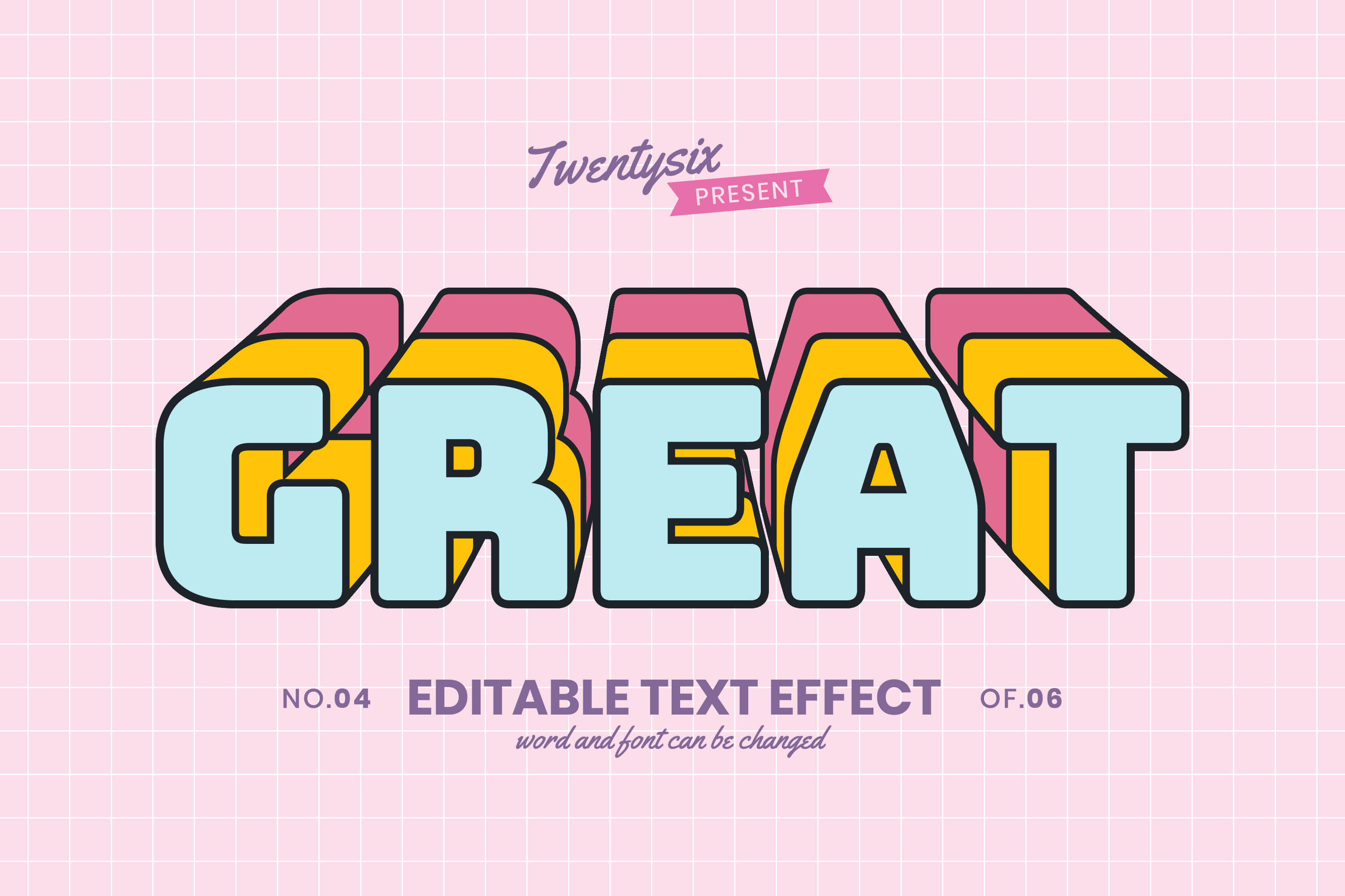 6 Retro Text Effect Style Editable for Illustrator, for your text style.