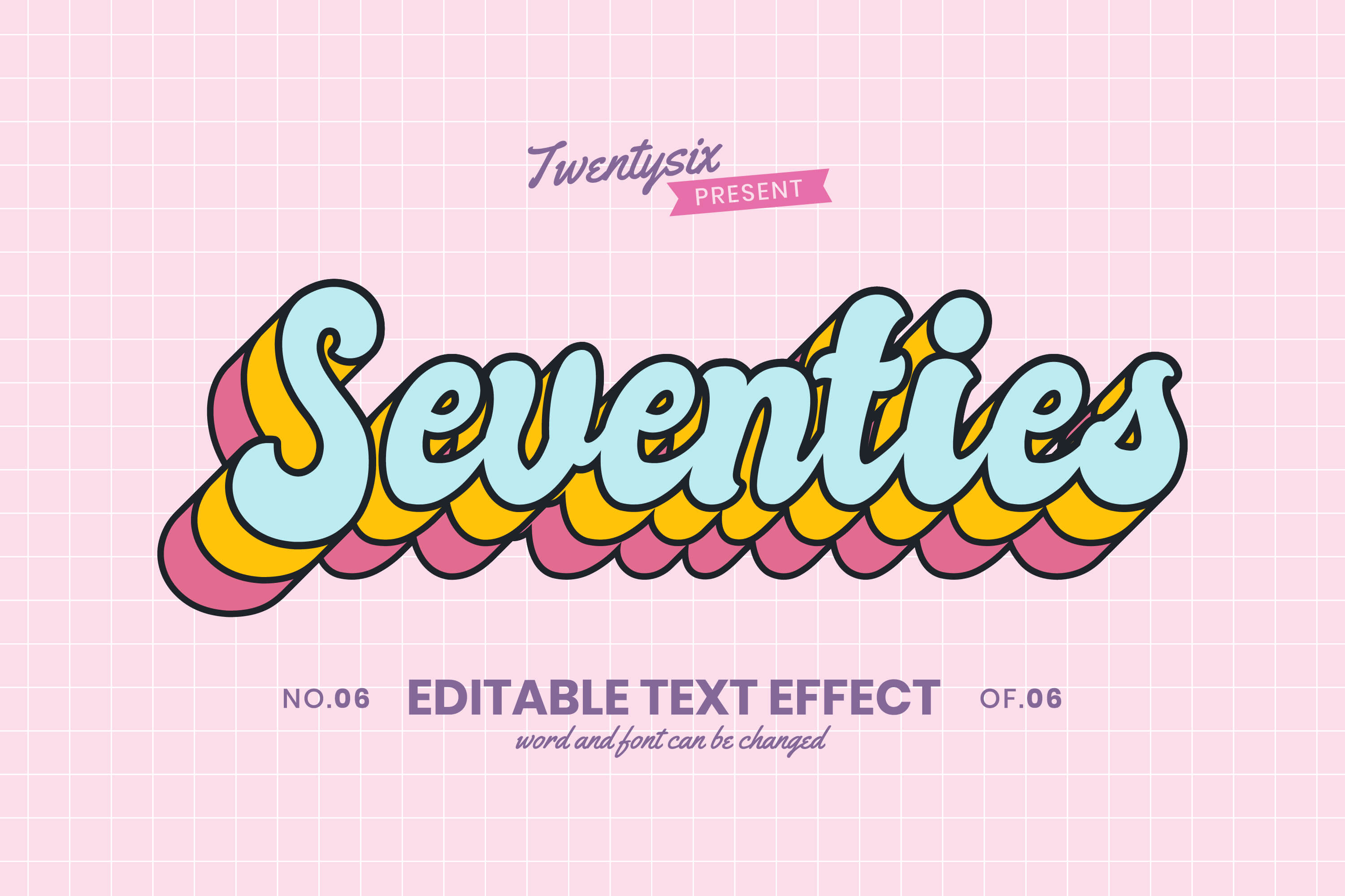 6 Retro Text Effect Style Editable for Illustrator, your exlusive style.