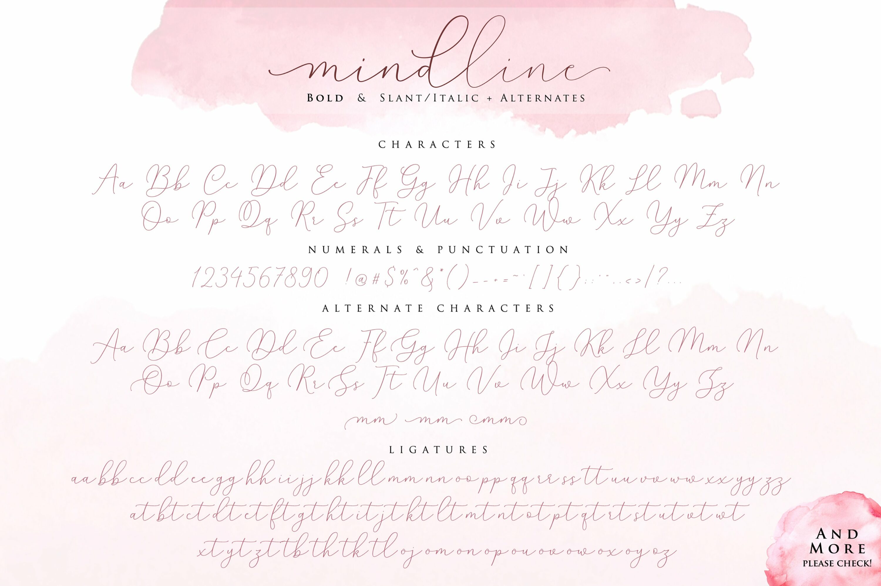 Light pink background with a general view of font.