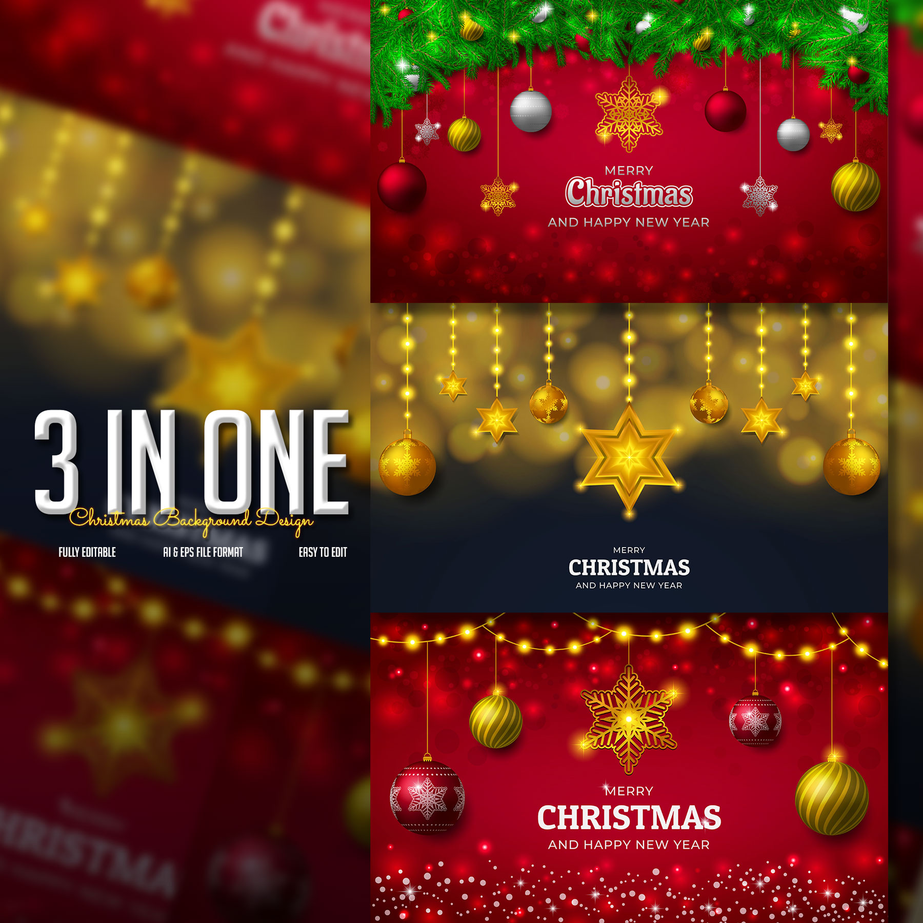 3 In One Christmas Background Design Only In $3 cover image.