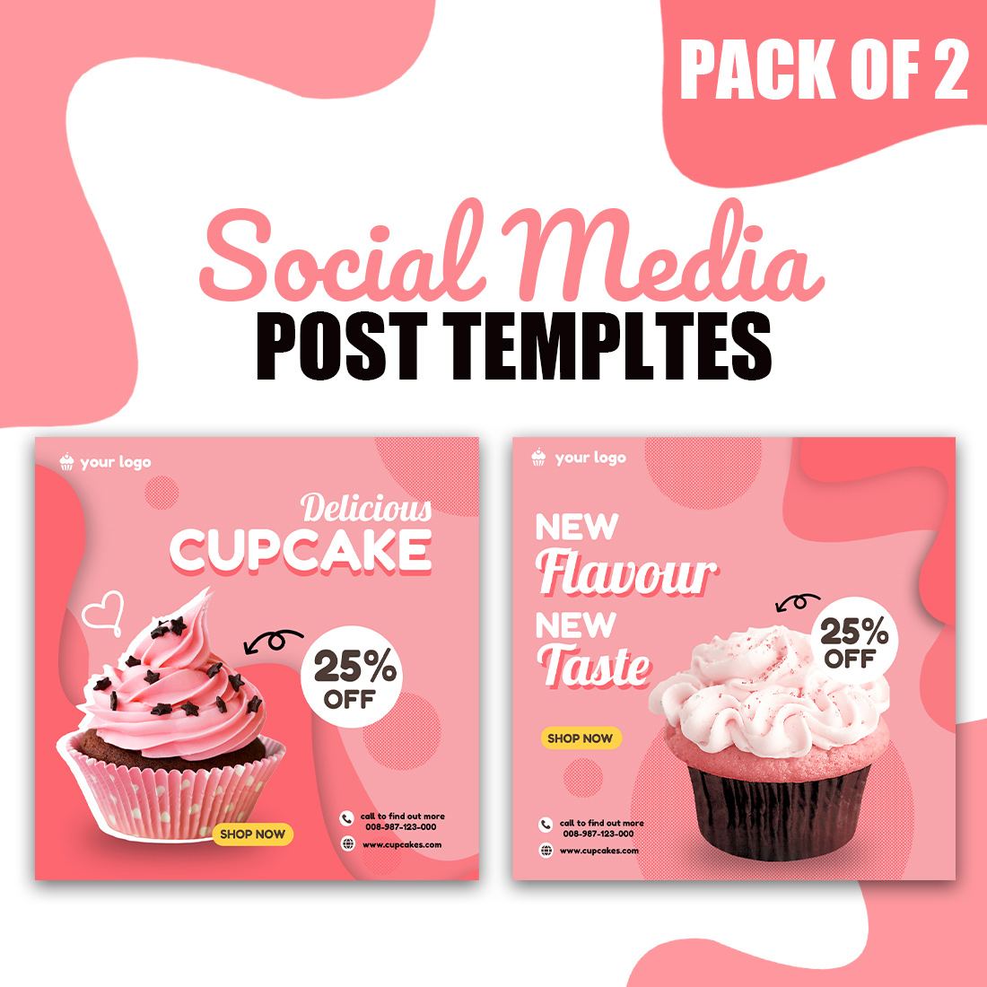 Cupcakes Social Media Post Bundle cover image.