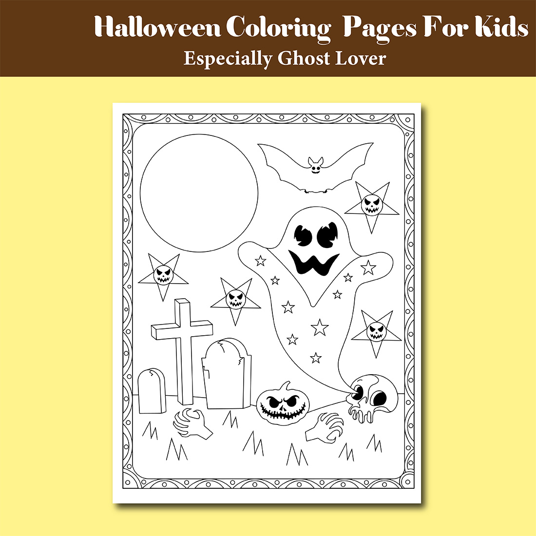 30 Pages Halloween Ghost Coloring Book for children.