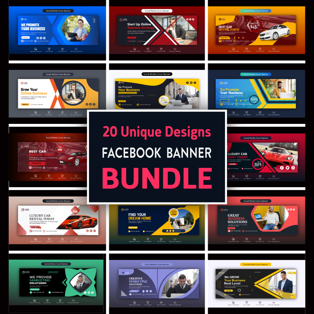 Facebook Cover Banner Design Bundle 02 cover image.