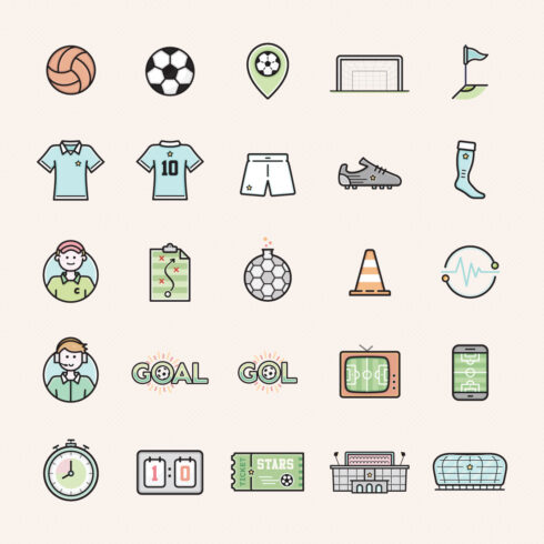 Soccer & Football Filled Icons cover image.