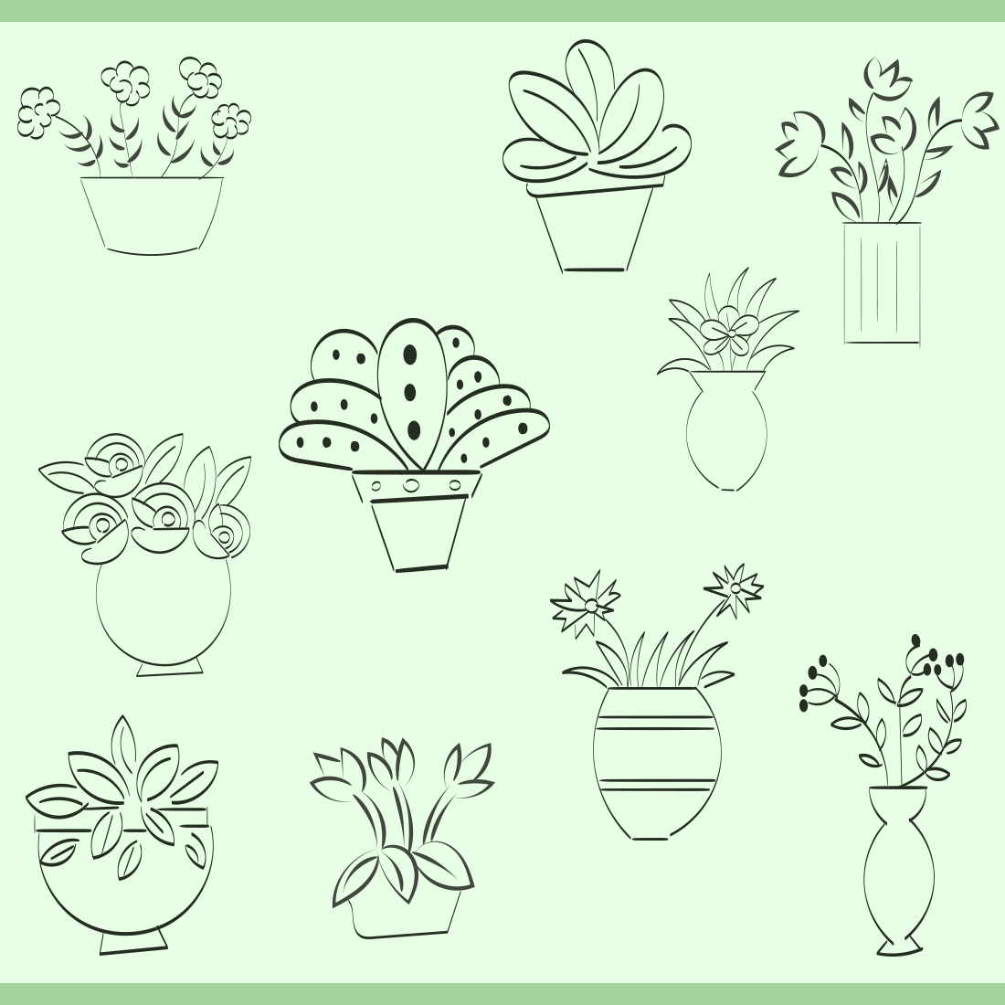 Hand Drawn Pot with Plants facebook image.