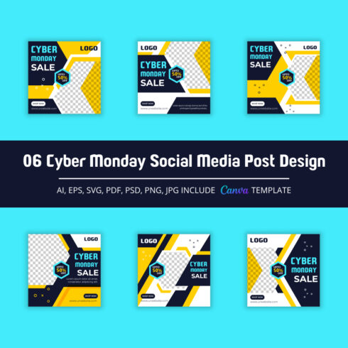 Cyber Monday Super Sale Social Media Post Template Pack Vol-01 cover image.