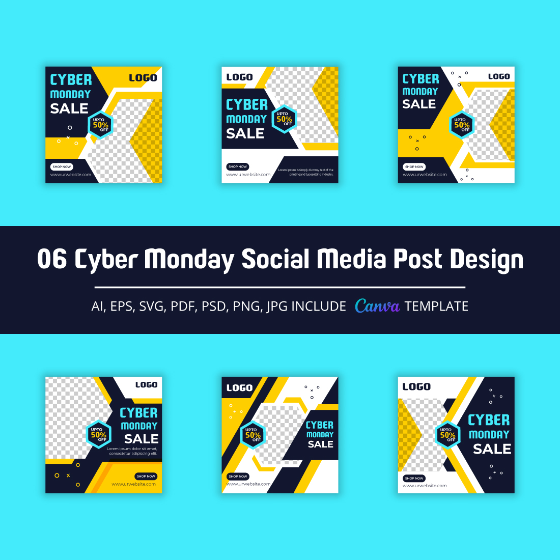 Cyber Monday Super Sale Social Media Post Template Pack Vol-01 cover image.