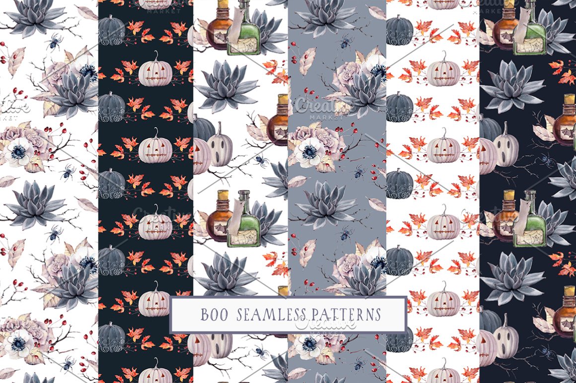 Cute Halloween patterns collection.