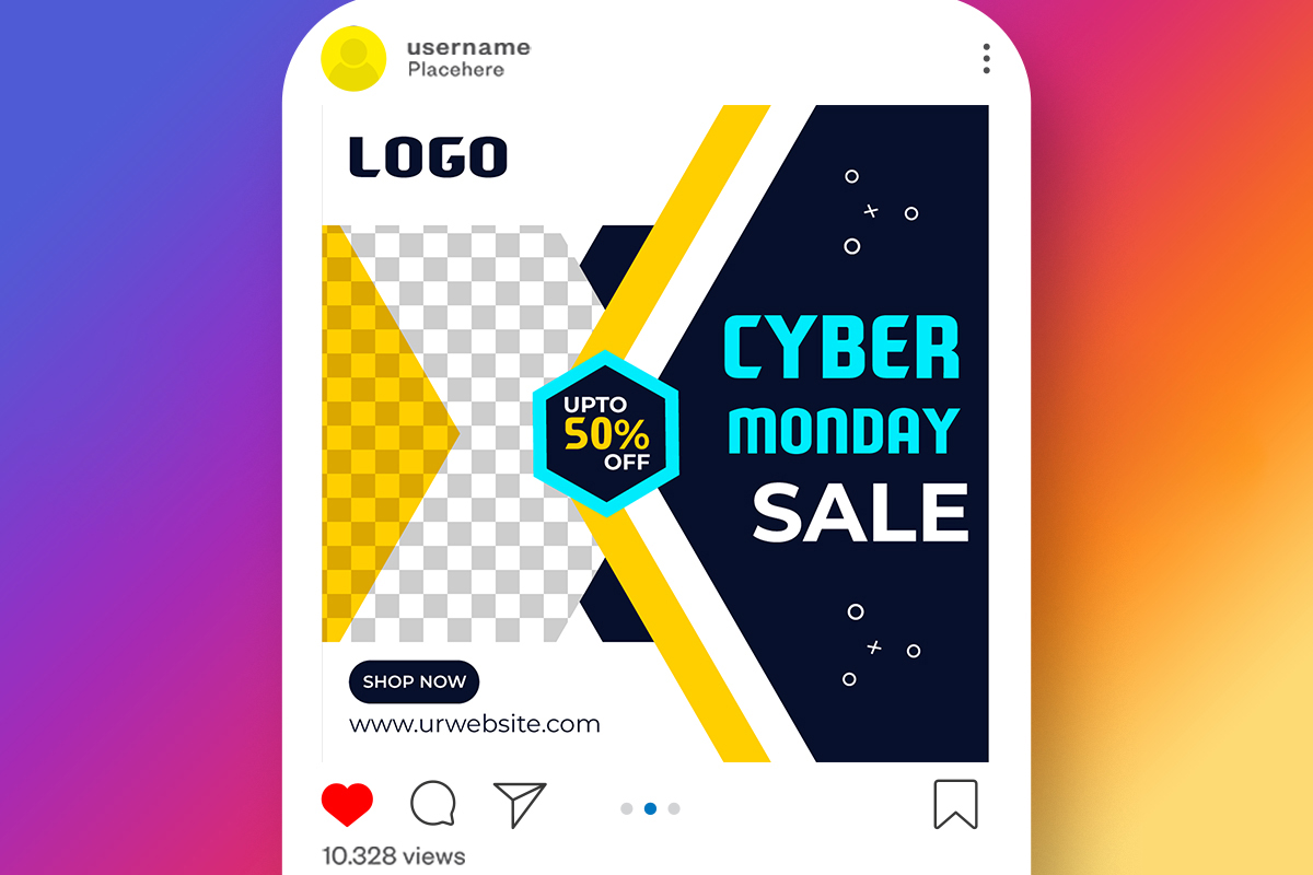 Cyber Monday Super Sale Social Media Post Template Pack set.