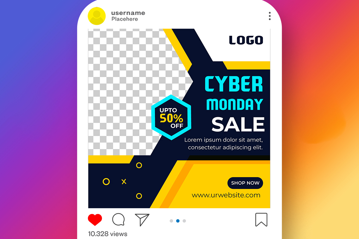 Cyber Monday Super Sale Social Media Post Template Pack for big sale design.