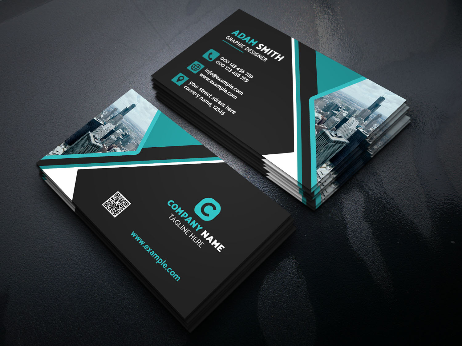 Color Corporate and Modern Business Card Facebook image.