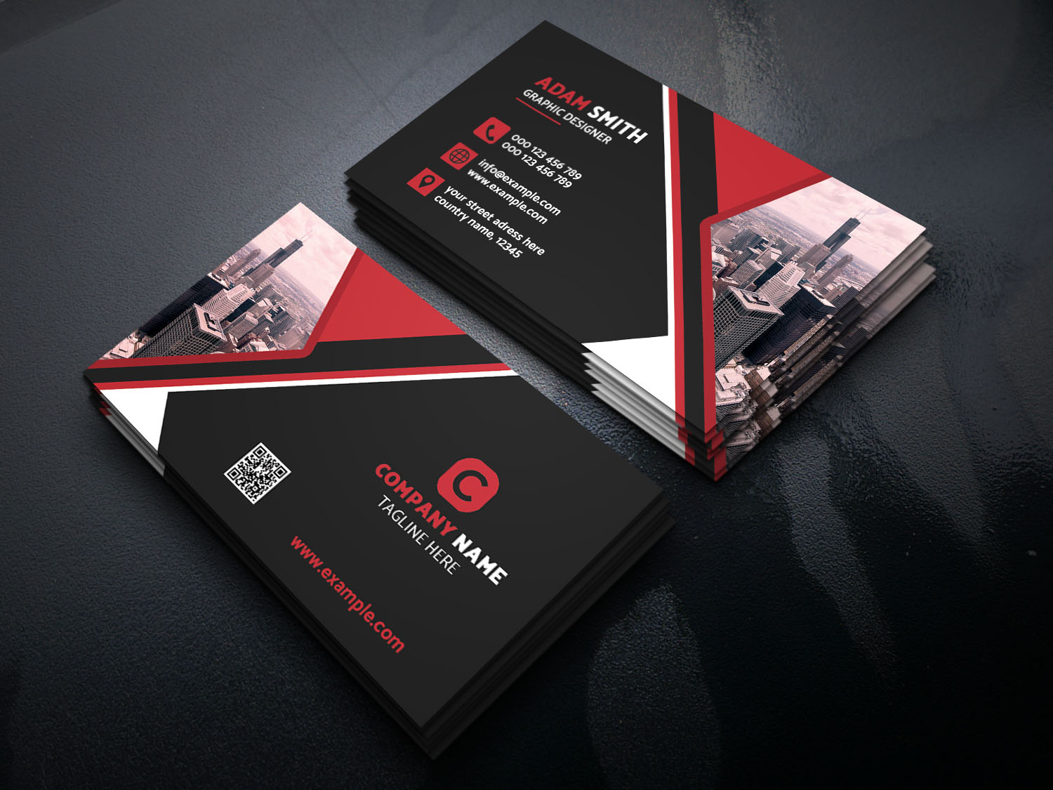 Color Corporate and Modern Business Card Preview image.