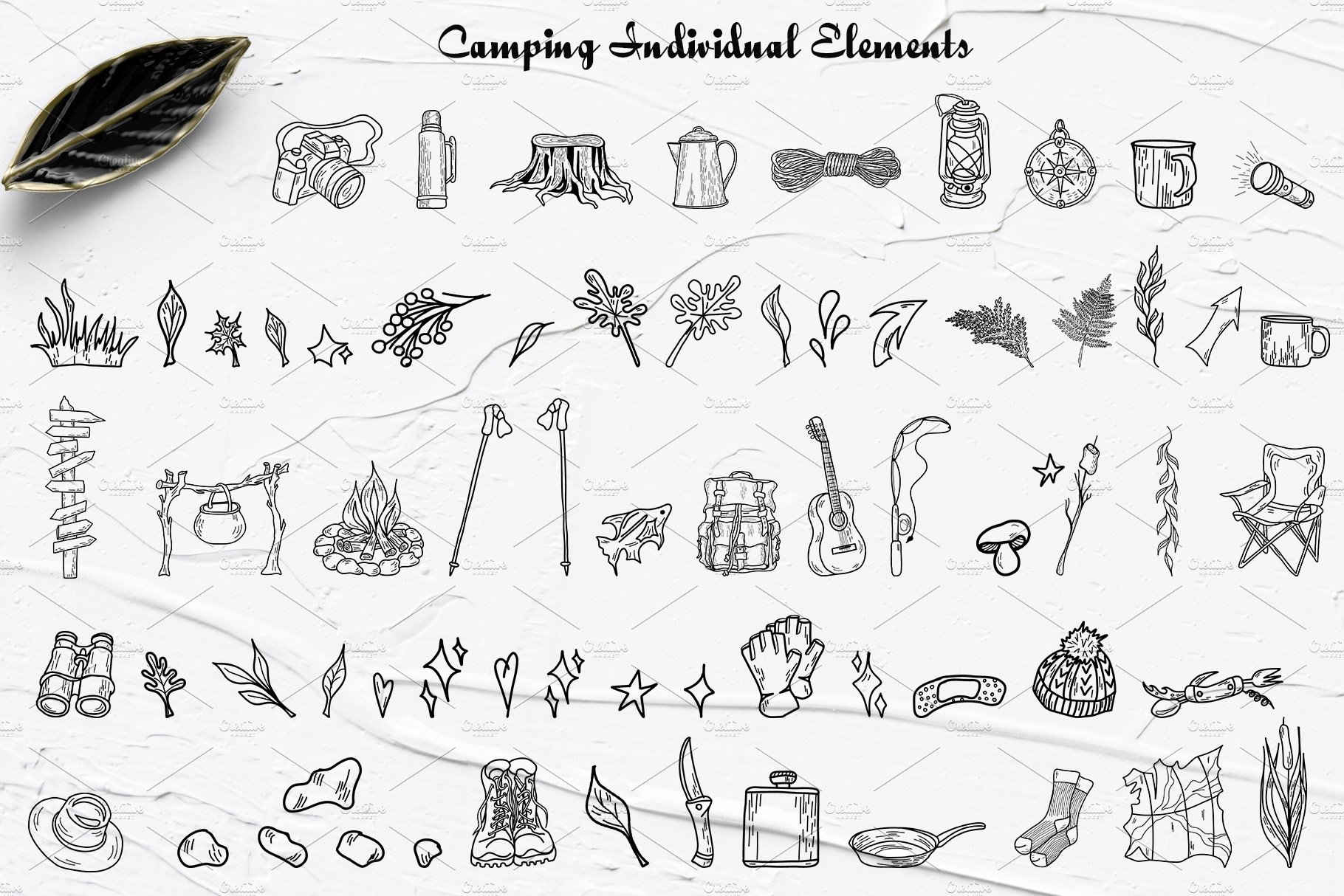 Outline camping elements.