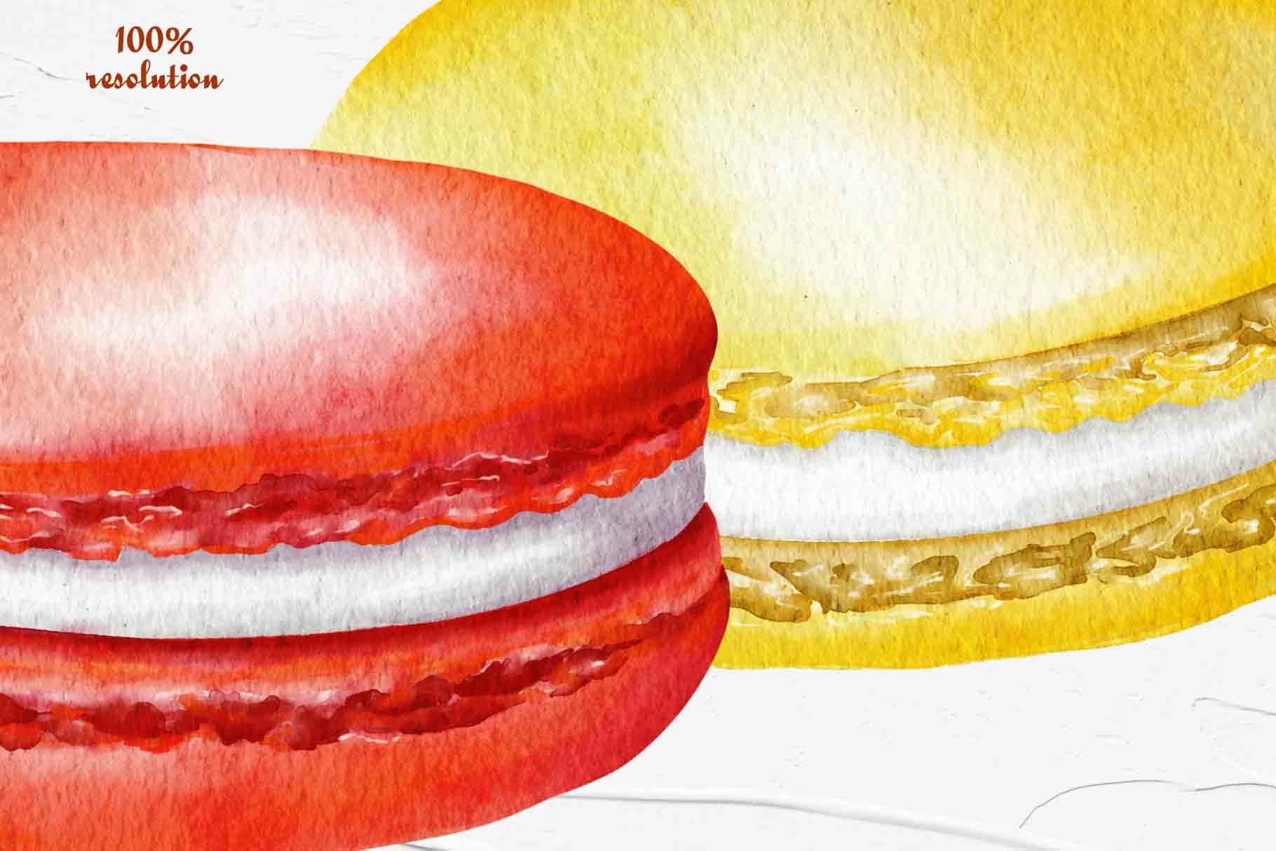 Red and yellow macaroons in a realistic style.