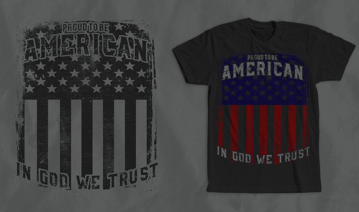 Black T-shirt with wonderful American flag print.