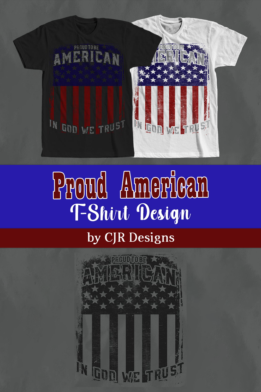 Black and white t-shirt with lovely American flag print.