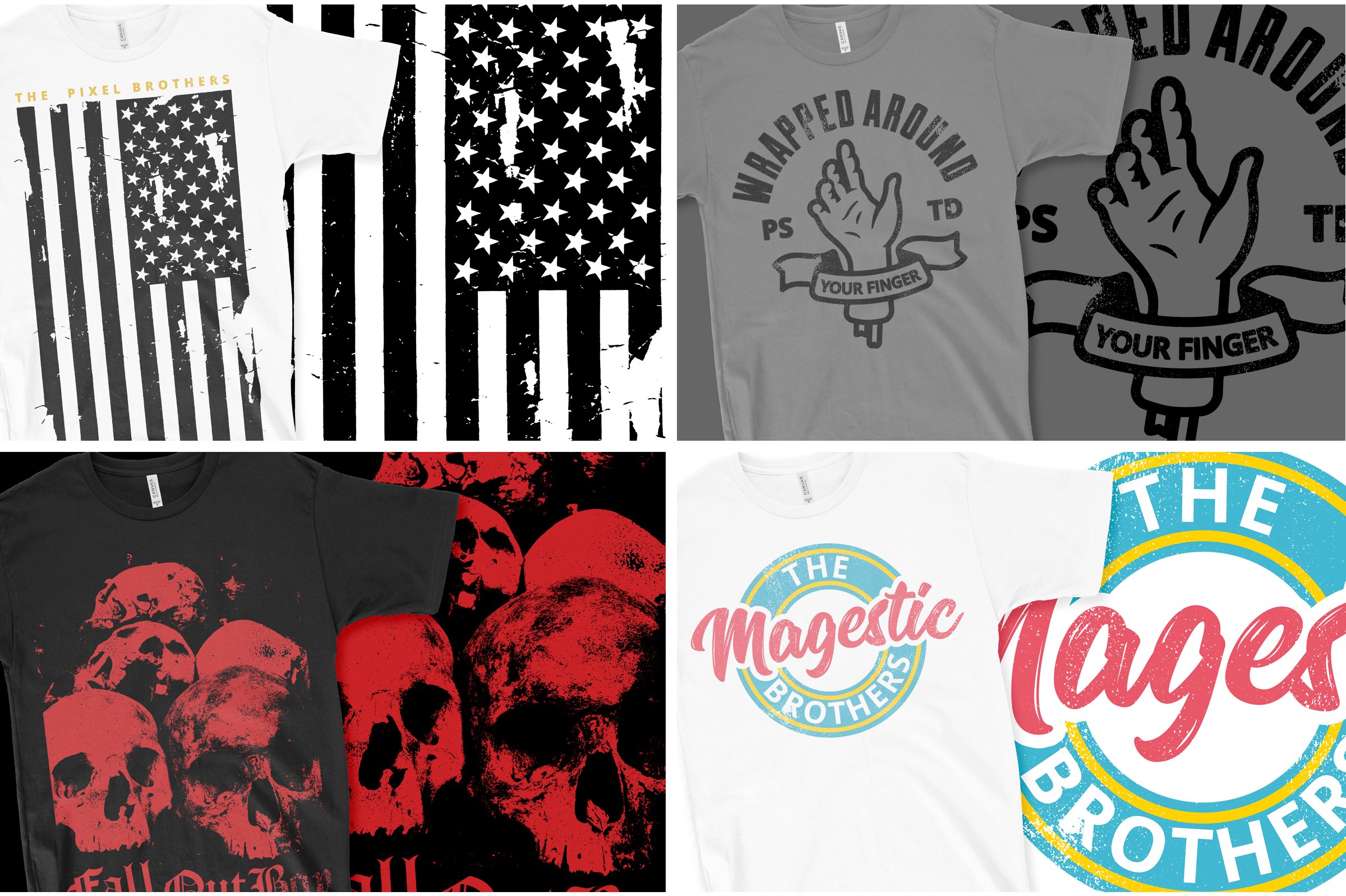Diverse of graphics for different t-shirts style.