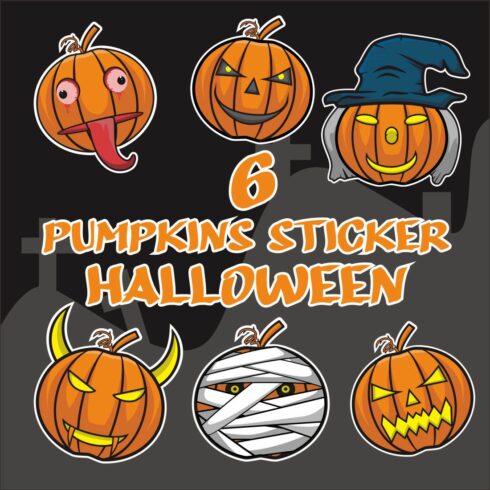 6 Pumpkins Halloween Stickers cover image.