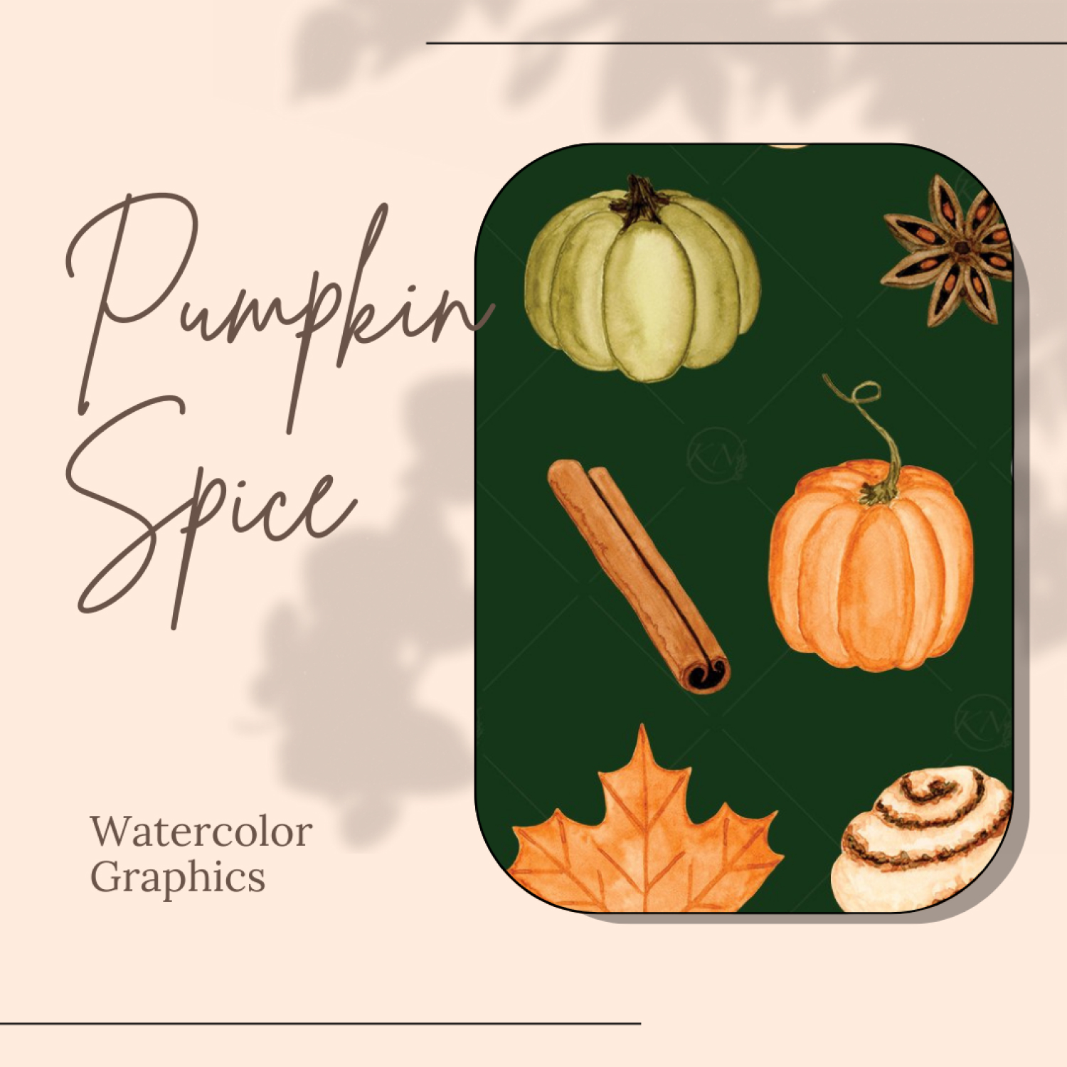 watercolor pumpkin spice and everything nice, watercolor pumpkin