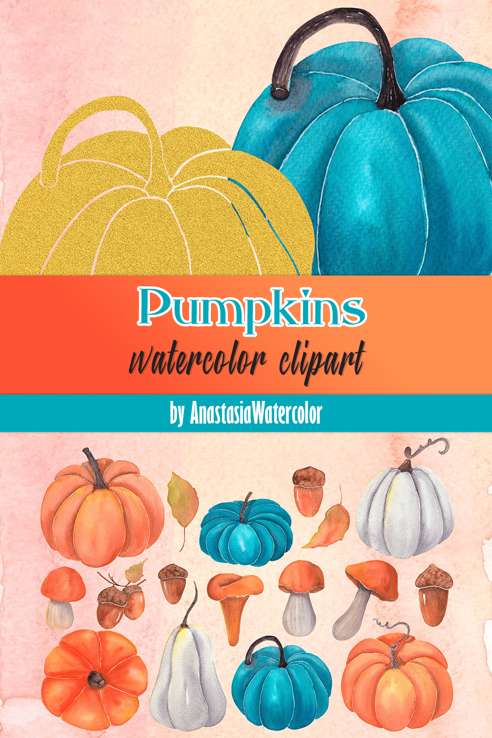 pumpkins watercolor clipart pinterest 1