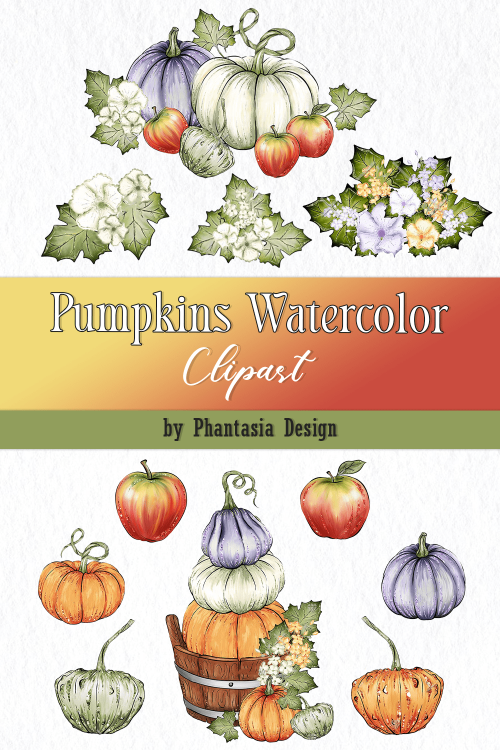 pumpkins watercolor clipart pinterest