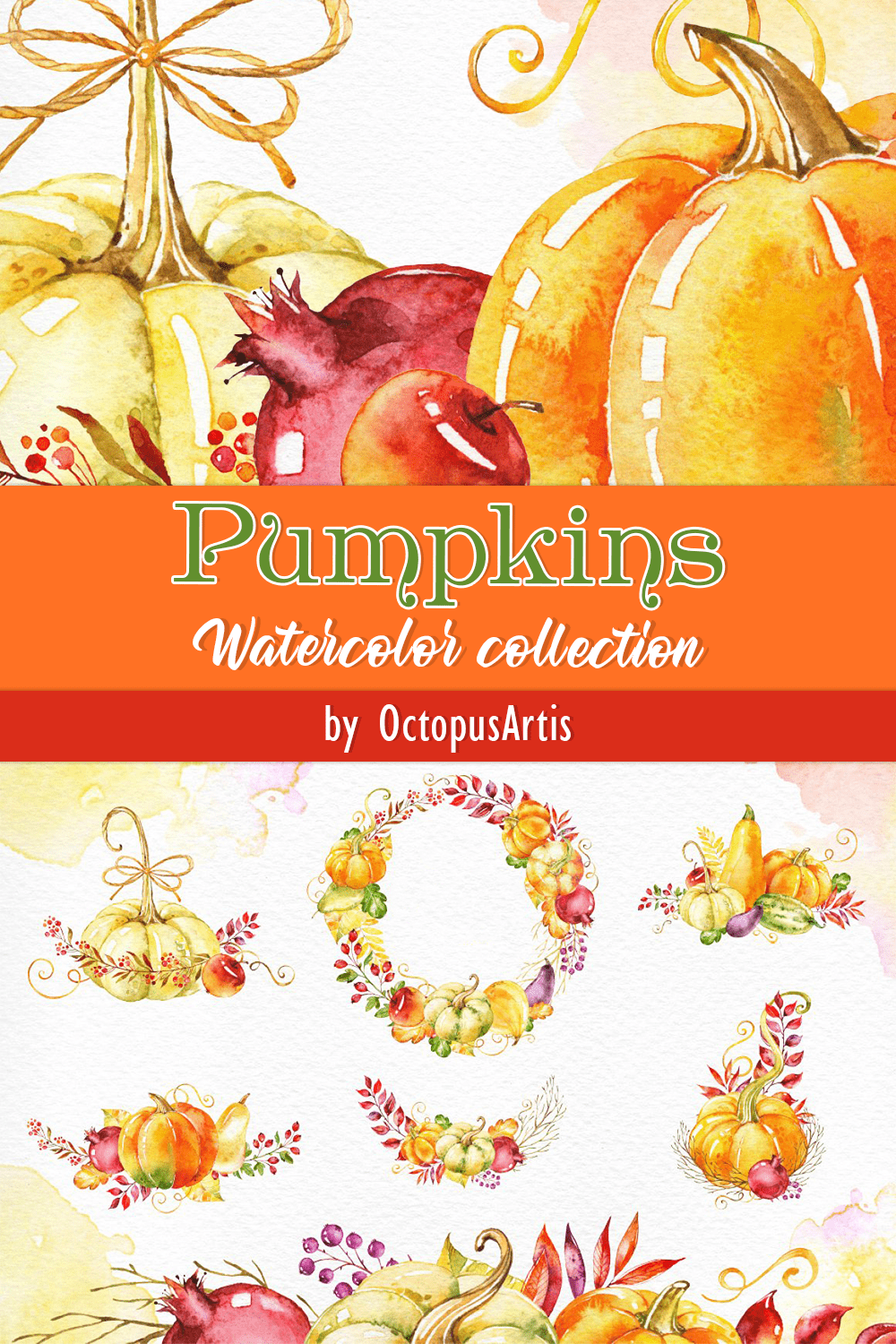 pumpkins. watercolor collection pinterest