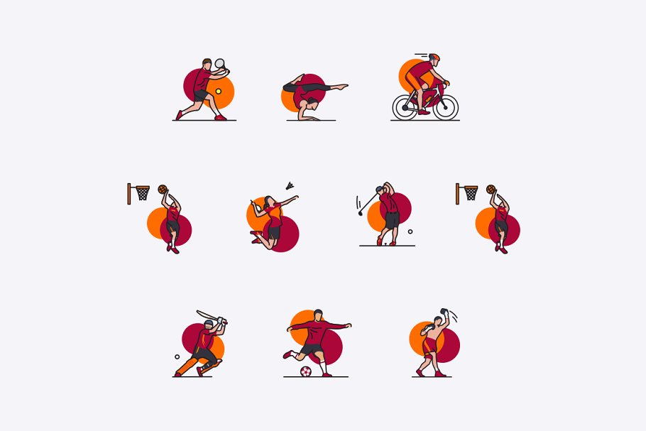 Colorful sport icons for your project design.