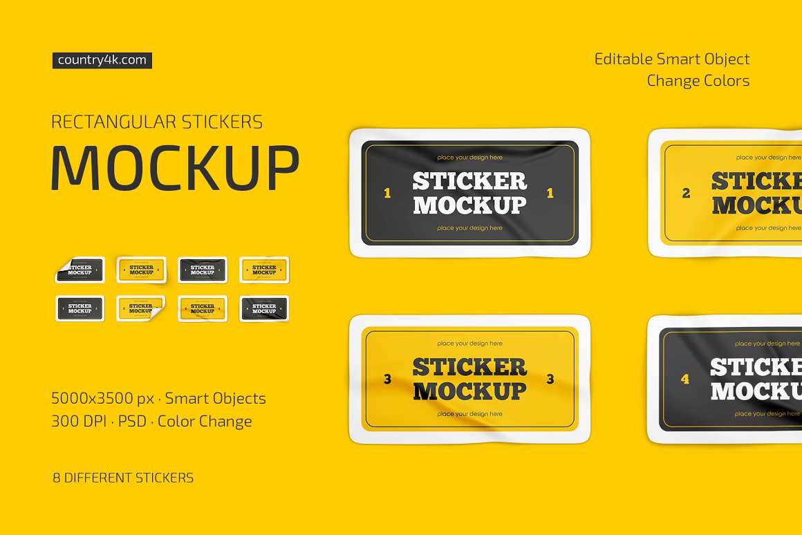 Set of images of gorgeous rectangular stickers.