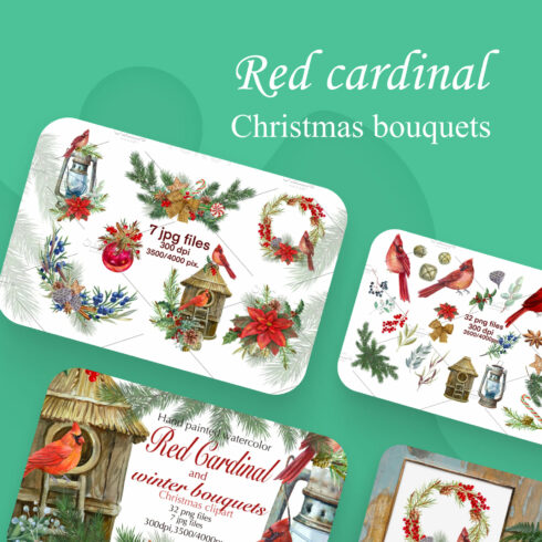 Red cardinal,Christmas bouquets.