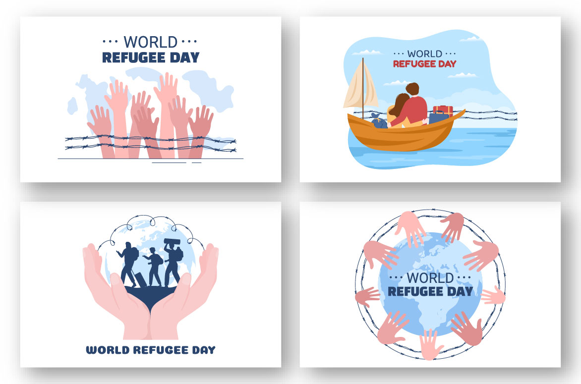 10 World Refugee Day Illustration collection.