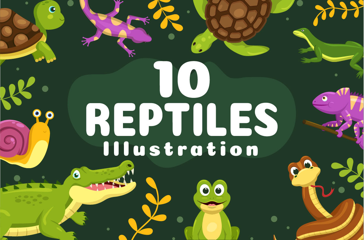 10 Set of Animal Reptile Illustration facebook image.