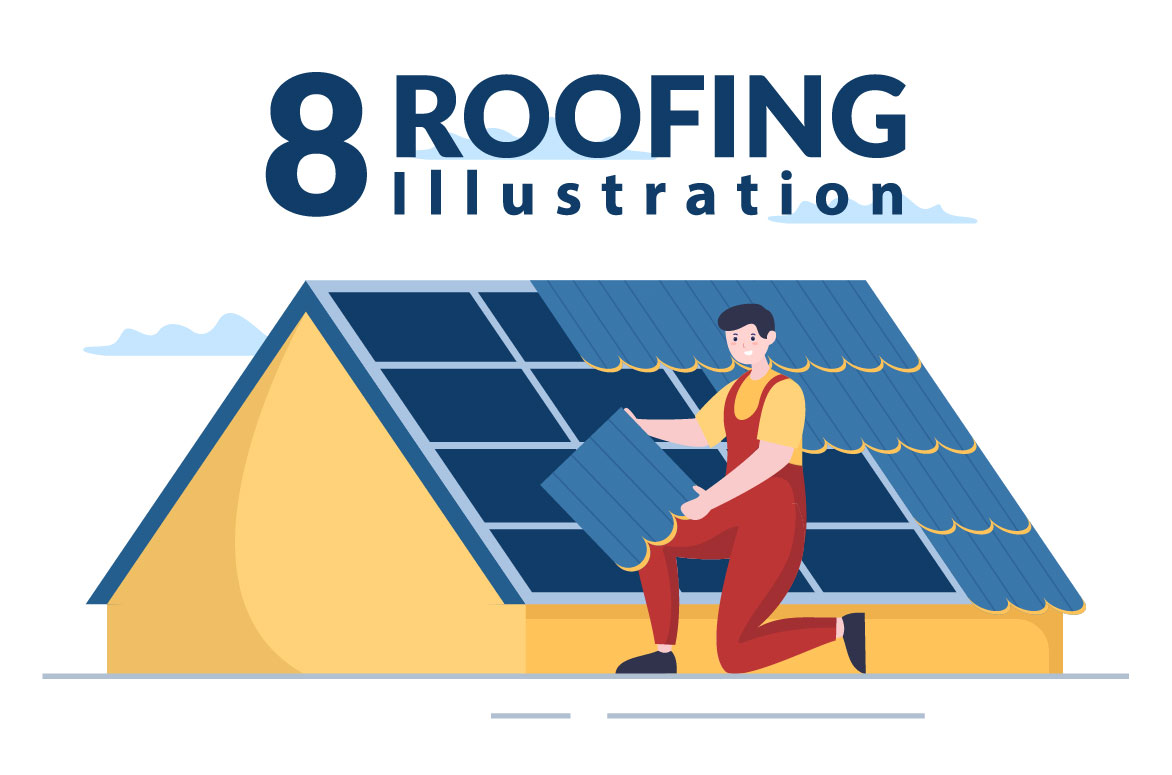 8 Roofing Construction Workers Illustration facebook image.