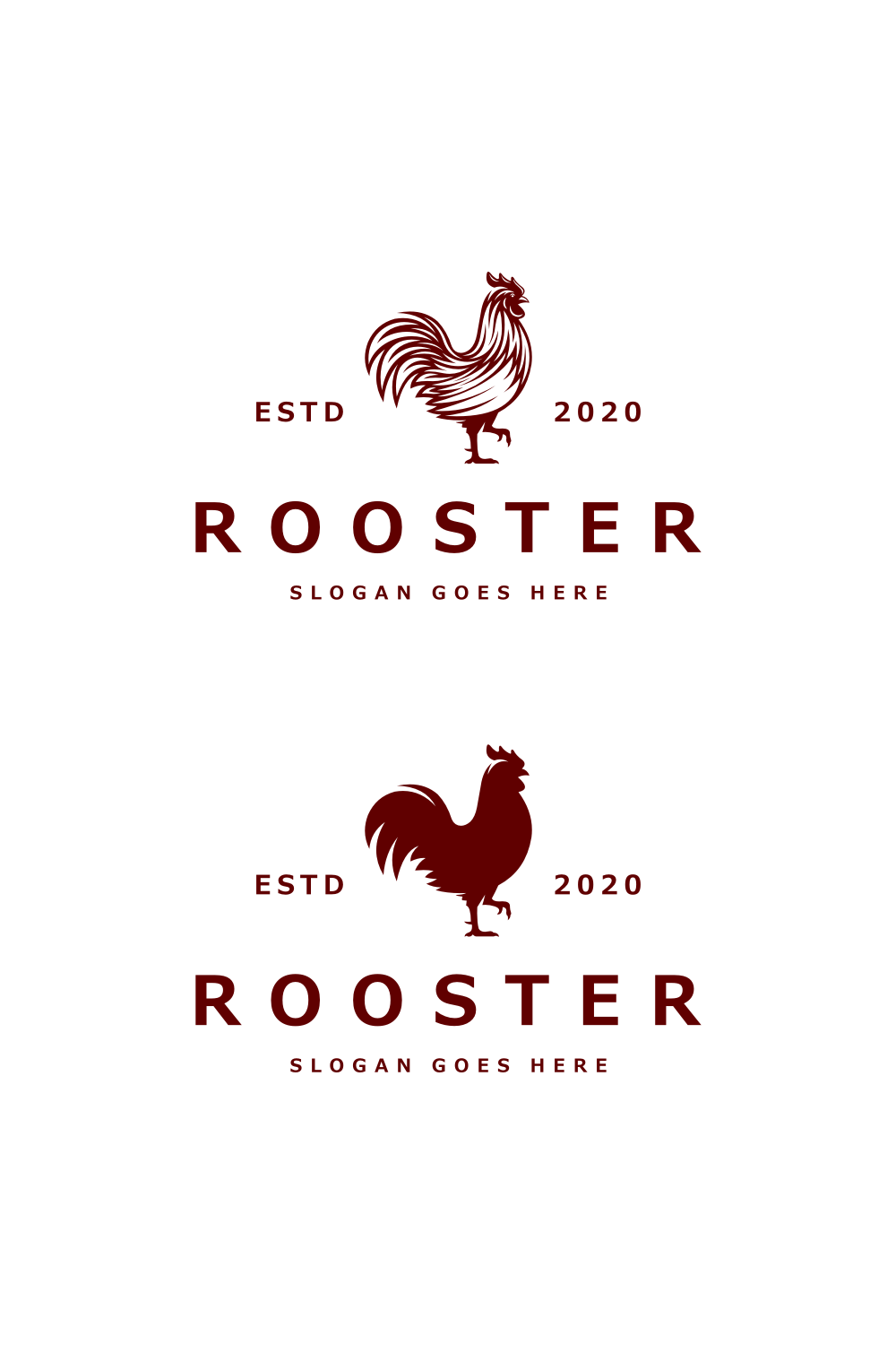 Rooster Logo Mono Line Vector Vintage Pinterest image.