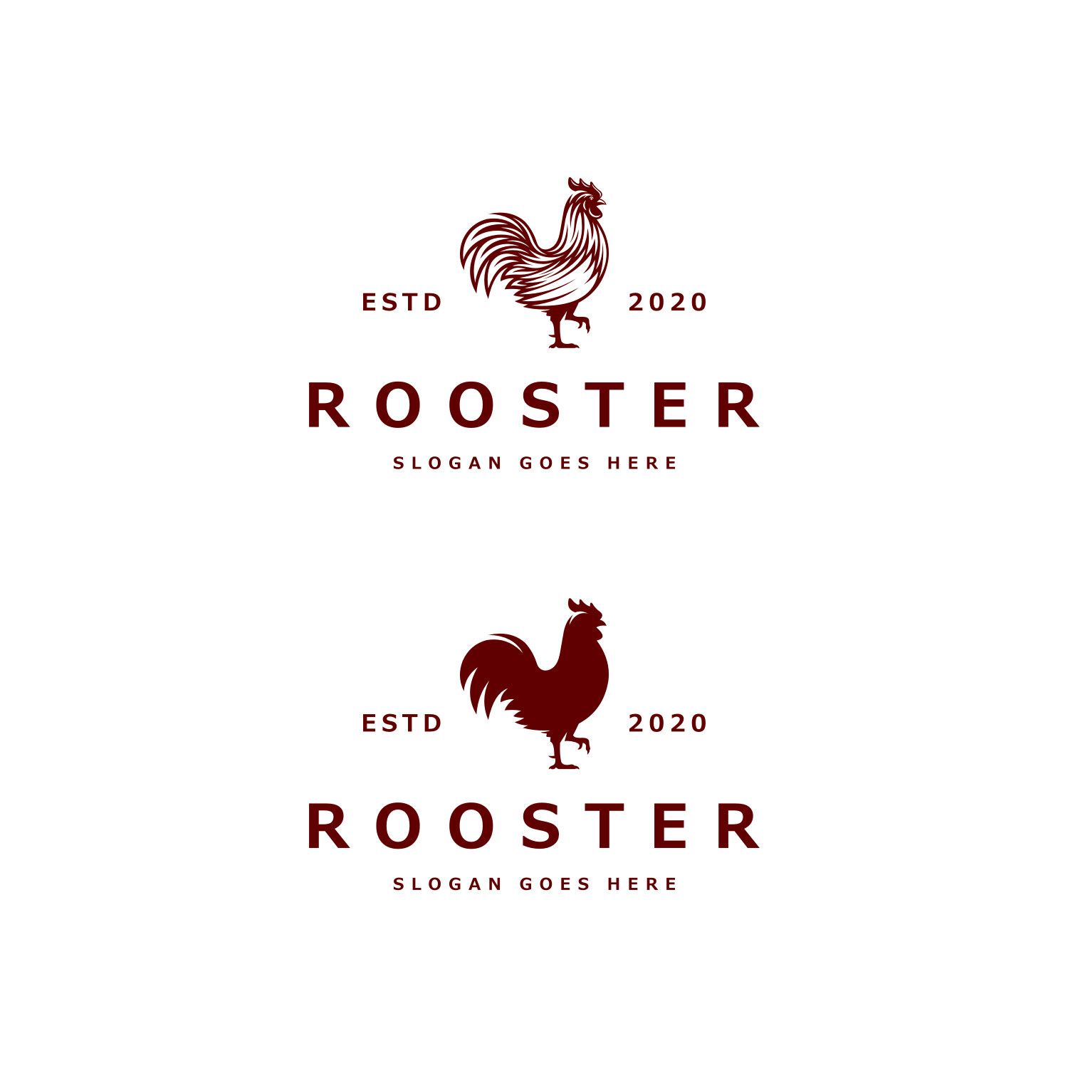 Rooster Logo Mono Line Vector Vintage presentation.