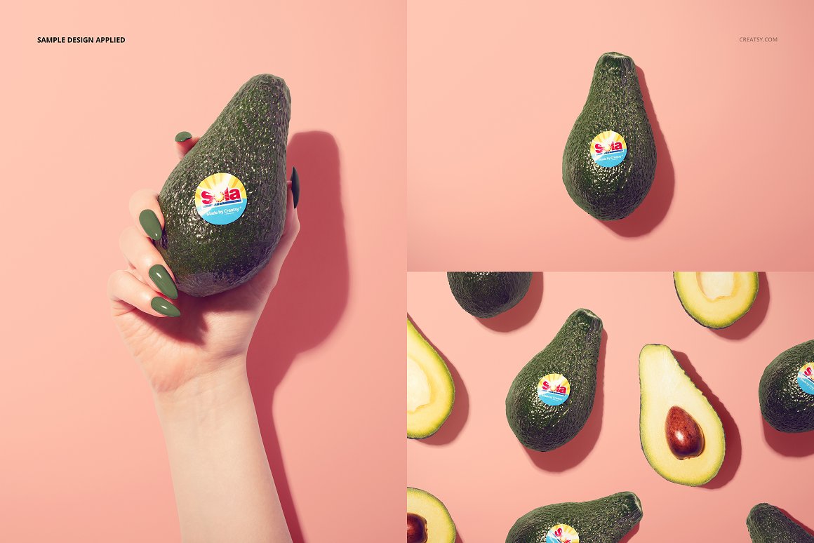 Avocado images with adorable round stickers.