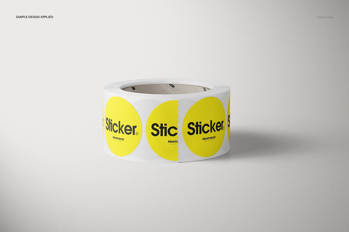 Image of colorful yellow sticker mockup.