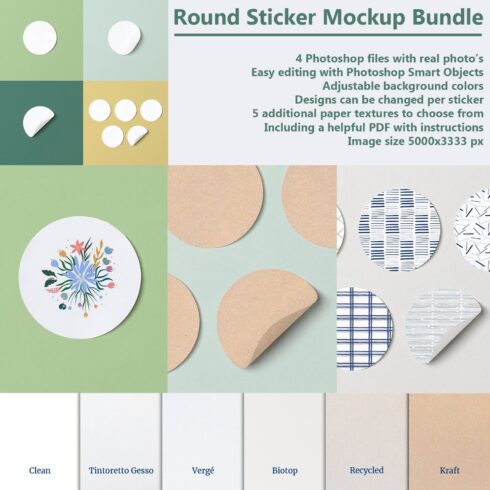 Collection of images with irresistible round stickers.