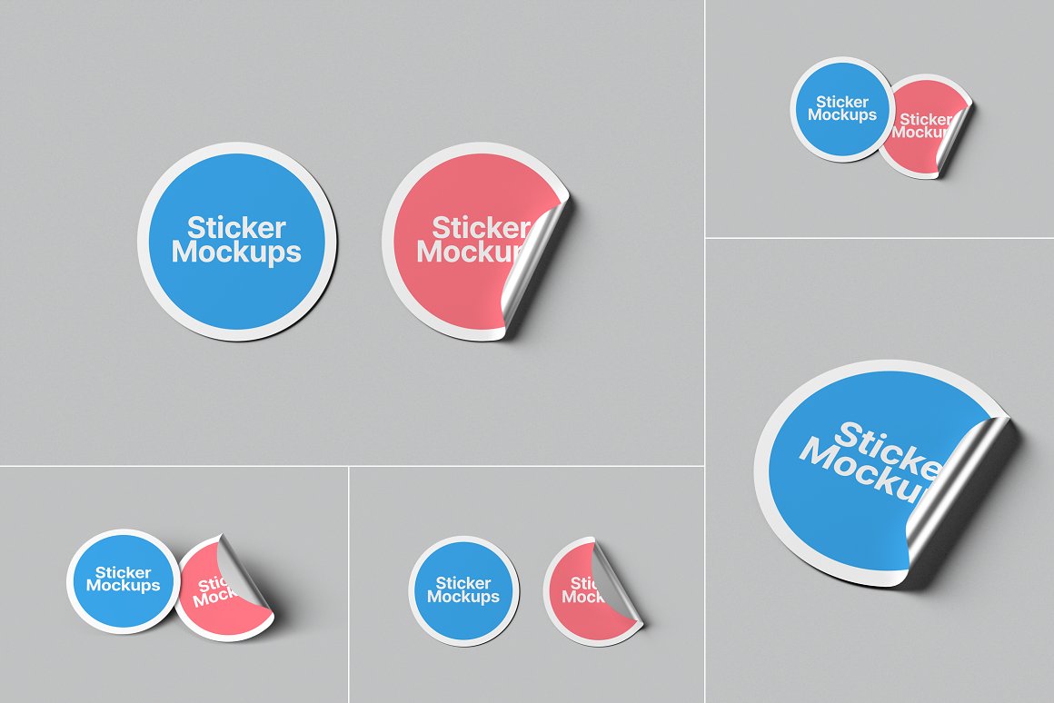 A selection of images of wonderful round sticker mockups.