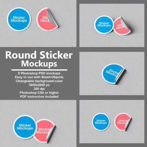 Collection of images of adorable round shape stickers.