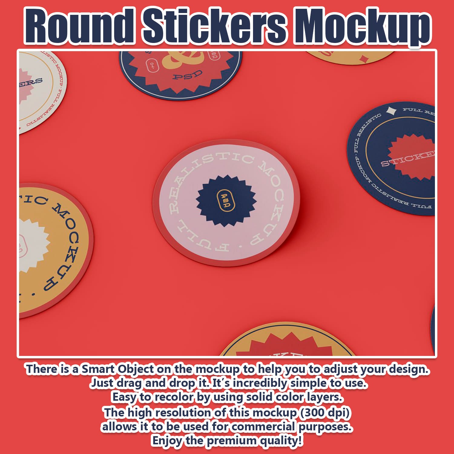 Collection of adorable round stickers.