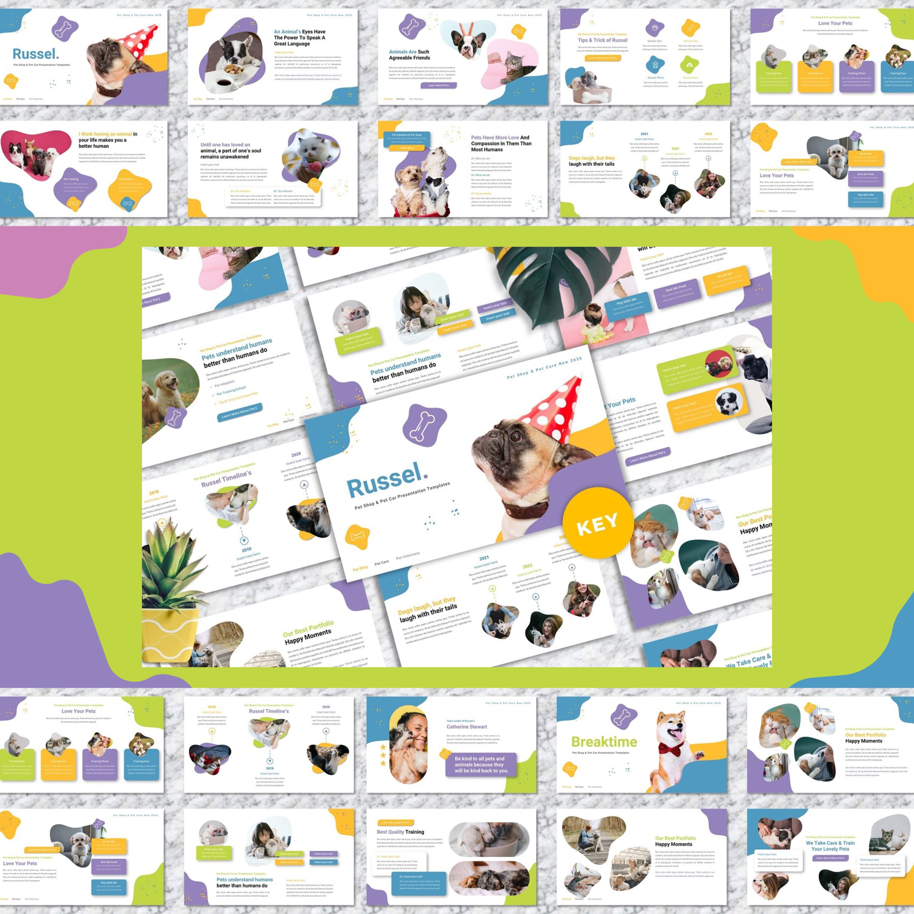 Russel - Pet Care Keynote Templates created by Yumnacreative.