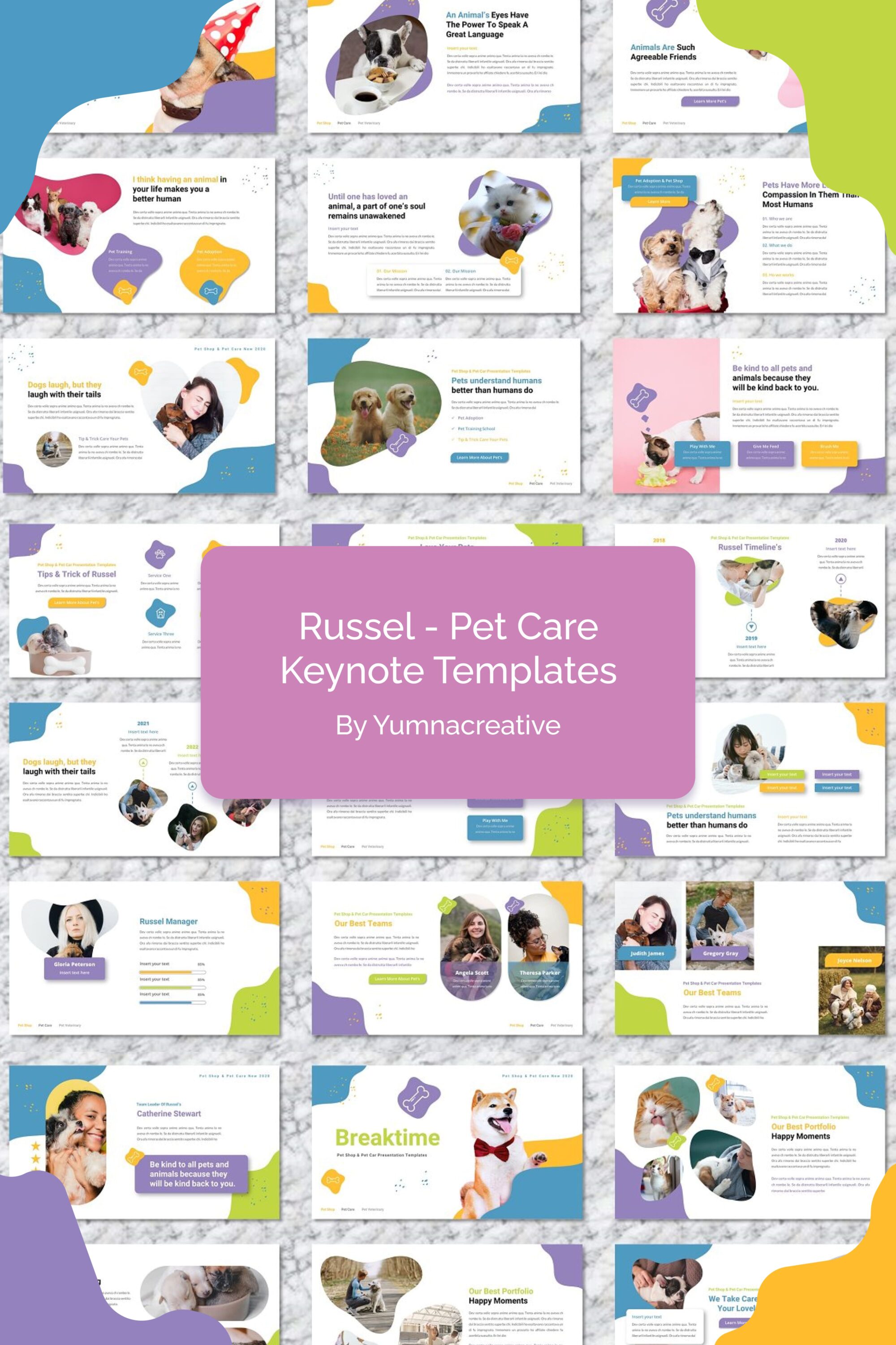 Russel pet care keynote templates - pinterest image preview.